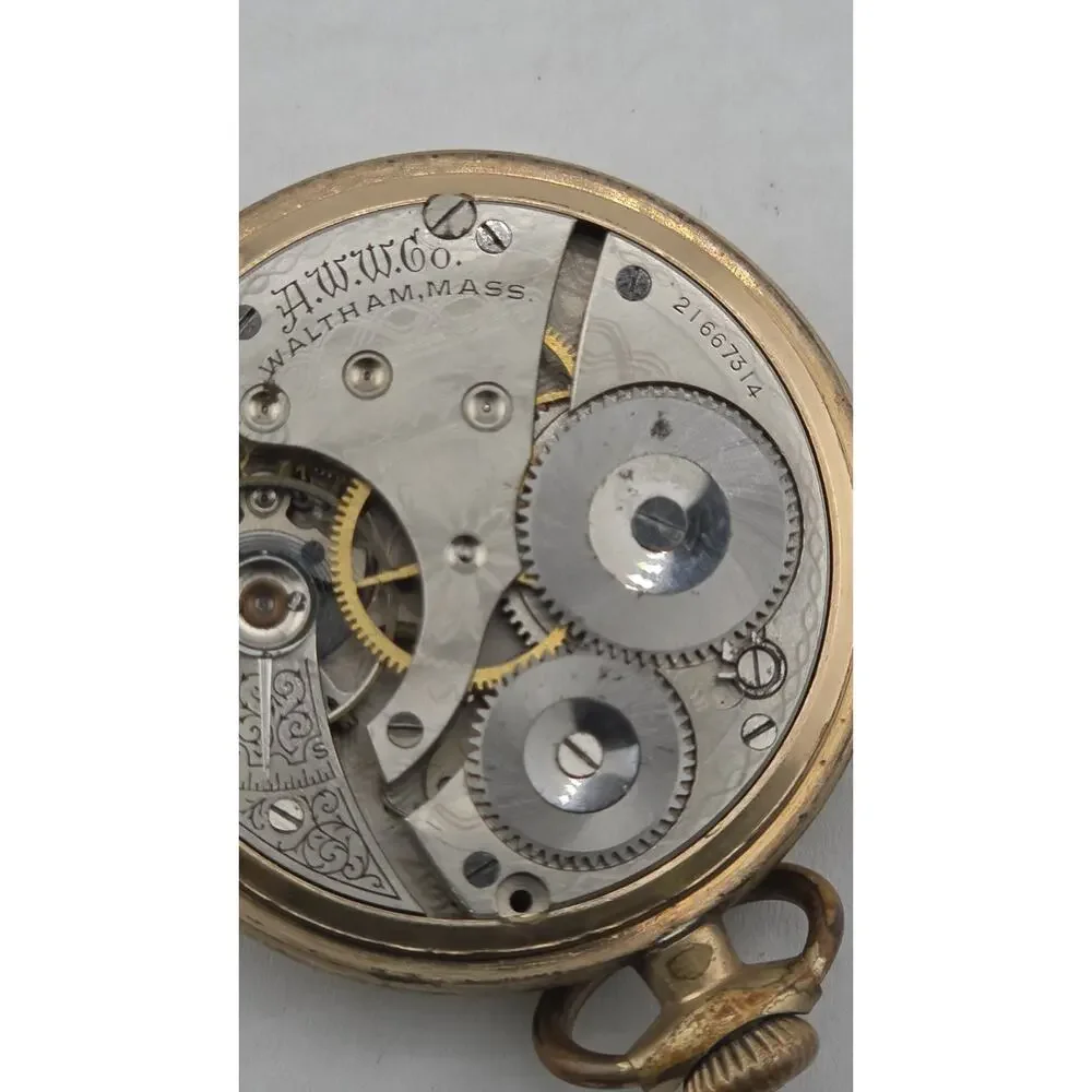 Antique 1917 Waltham Pocket Watch 7 Jewels Grade 610 Complete Not Running